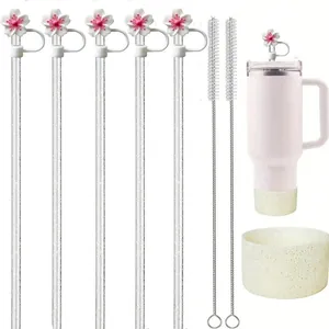 Set di accessori per Stanley cup con tappi di cannuccia a fiori e copertura in silicone