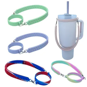Multi-color silicone cup handle set with non-slip strap and metal buckle for 40oz tumblers