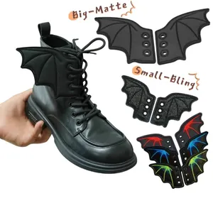 Halloween Φτερά Νυχτερίδας Διακοσμητικά Παπουτσιών DIY Γοτθικό Αξεσουάρ Μπότες Βρικόλακα για Πάρτι Cosplay Μαύρο Χρυσό Glitter Κέντημα Φτερό