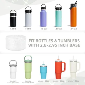 White glitter silicone bottom boot for 12oz to 40oz Stanley tumblers and water bottles