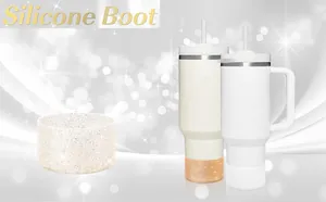 Glitter silicone boot protector detail on large tumbler bottom for water bottles