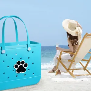 Sac de plage bleu en EVA imperméable avec charm patte pour vacances d'été et voyage