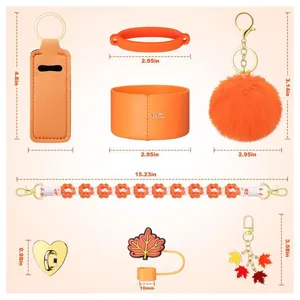 Orange water bottle accessory set for 30oz and 40oz cups with detailed size dimensions