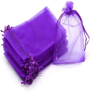 Purple organza drawstring bag for fruit protection and small jewelry gift packaging