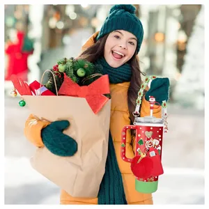 Weihnachts-Set 40oz Edelstahlbecher mit Strohhalm und festlichem Zubehör-Set