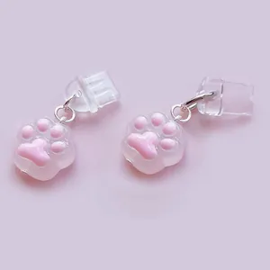 Bouchon anti-poussière pour téléphone patte de chat rose avec résine effet gelée