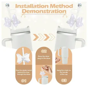 Installatiegids voor glitterstrik en kristallen dop met S-ketting op een drinkbeker