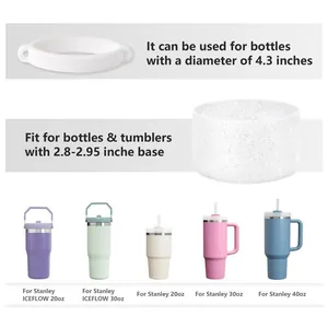 Witte glitter siliconen handgreep en beschermhoes voor Stanley 30oz en 40oz