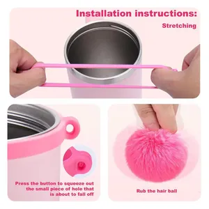Pink silicone handle strap and pompom charm kit for 30oz 40oz tumblers installation guide