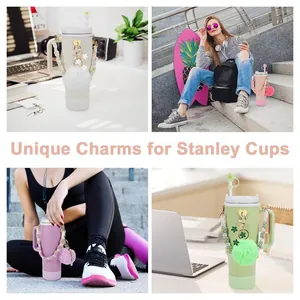 Floral straw cover and letter charm accessories set for 30oz and 40oz tumblers with handles