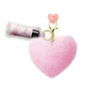 Roze hart sleutelhanger en marmeren lippenstifthouder set voor 40oz drinkflessen