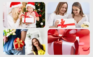 Detailopname van elegante hart- en vierkante geschenkdozen met satijnen linten voor