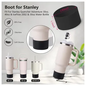 Black silicone boot sleeve for Stanley Quencher and IceFlow tumblers 30oz and 40oz