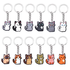 Simpatico Portachiavi Gatto Cartone Animato in Gomma Morbida PVC per Ciondolo Borsa Decorazione Zaino Regalo per Donne Bambini Amanti dei Gatti