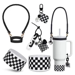 Σύγχρονο Σετ Αξεσουάρ Ποτηριών Σιλικόνης Με Προστατευτική Βάση Ιμάντα Λαβής Κάλυμμα Καλαμακιού Και Διακοσμητικά Για Μεγάλα Μπουκάλια Νερού