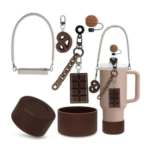 Set accessori tema cioccolato per bicchieri Stanley 30/40oz in bianco e rosa