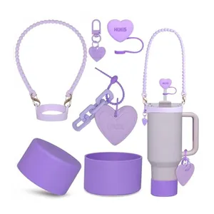 Set accessori in silicone viola per tazze da 30/40 oz con copripaglia e base protettiva