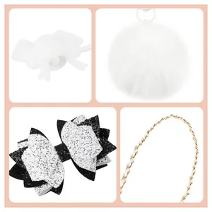 Chic 40oz tumbler accessories set with white bow cover, pompom charm, and gold chain