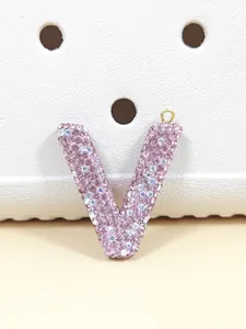 Porte-clés Lettre de l'Alphabet en Strass Rose Charme de Sac en Cristal Étincelant Pendentif pour Sac à Dos Femme Fille Accessoire