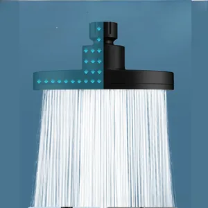 Macro detail of matte black shower head with 12 high-pressure small waist nozzles