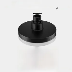 Detail of matte black G1/2 shower head with integrated molding and 6 water outlet modes