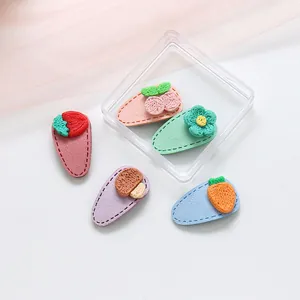 Lot de 5 barrettes BB mignonnes aux motifs fleurs et fruits tricotés pour bébés