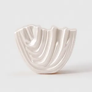 Fashionable acrylic evening clutch bag with pearl white iridescent pleated texture design