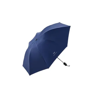 Paraguas plegable azul marino con protección UV y tela impermeable contra el sol