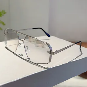 Polygonal Sunglasses Metal Frame Double Bridge Irregular Fashion Retro UV400 Eyewear For Outdoor Daily Travel Wear
