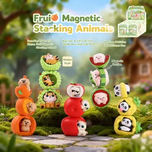 Figurines d'animaux fruits magnétiques empilables en résine pour décoration