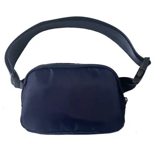 Waterproof navy blue nylon sports fanny pack with adjustable strap for running and hiking