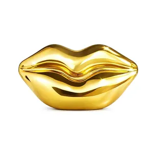 Lip Shape Evening Clutch Bag Metallic ABS Electroplated Handbag With Detachable Chain For Wedding Party Dinner