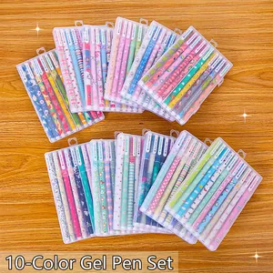 Aesthetic Gel Pen Set Multi Color Ink Fine Tip For Students Journaling Cute Cartoon Writing Pens Office School Supplies