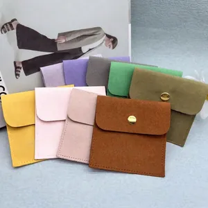 Microfiber envelope jewelry pouches in assorted colors with handmade jewelry logo