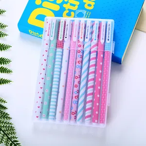 Set of 10 colorful gel pens with various patterns in a frosted transparent box