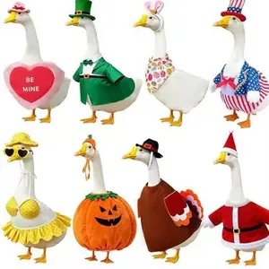 Set of eight seasonal lawn goose outfits including Valentine, Easter, and Christmas themes