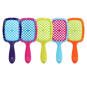 Vibrant hollow hairbrushes with honeycomb design for quick drying and scalp massage