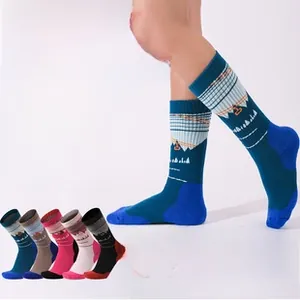 Detail showing various colors of thick merino wool hiking socks for outdoor thermal warmth