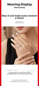 Detail of Moissanite stone set in S925 silver on a finger with elegant soft lighting