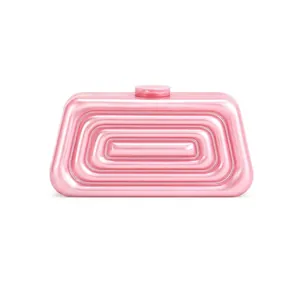 Sac De Soirée Pour Femme En Acrylique Texture Marbre Design Géométrique Chaîne En Métal Pour Mariage