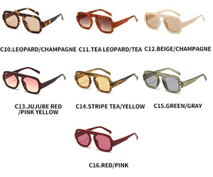 Matrix view of vintage square sunglasses in seven color options with labeled frames