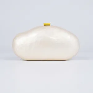 Borsa Da Sera In Acrilico Texture Perla Artificial Guscio Rigido Elegante Pochette Da Festa Con Catena Per Matrimonio