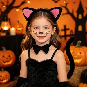 Ensemble de déguisement chat noir d'Halloween pour enfants avec oreilles et tutu