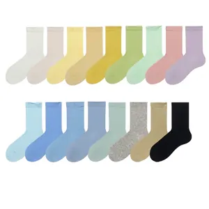 Set di 18 paia di calze da donna in cotone a tinta unita colori classici e pastello