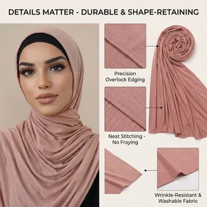 Ethnic style mauve hijab scarf with premium stitching and anti-wrinkle stretchy fabric