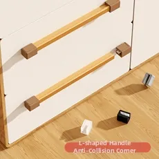 L-shaped silicone edge protectors installed on drawer handles in various colors