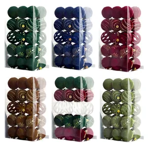 Lot de boules de Noël en velours de 6 cm avec motifs dorés et couleurs festives