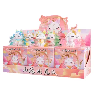 Nine-Tailed Fox blind box figurines in assorted colors with decorative display packaging