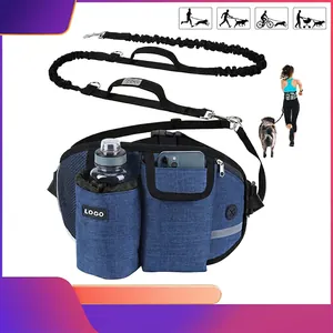 Hands Free Dog Walking Waist Bag Oxford Cloth Reflective Multi Pocket Running Belt With Water Bottle Holder Outdoor Sport