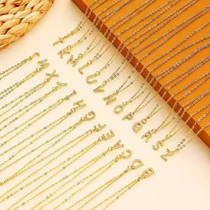 Initial Cross Pendant Necklace Stainless Steel Zircon Micro Pave Clavicle Chain Fashion Jewelry Elegant Accessories For Women